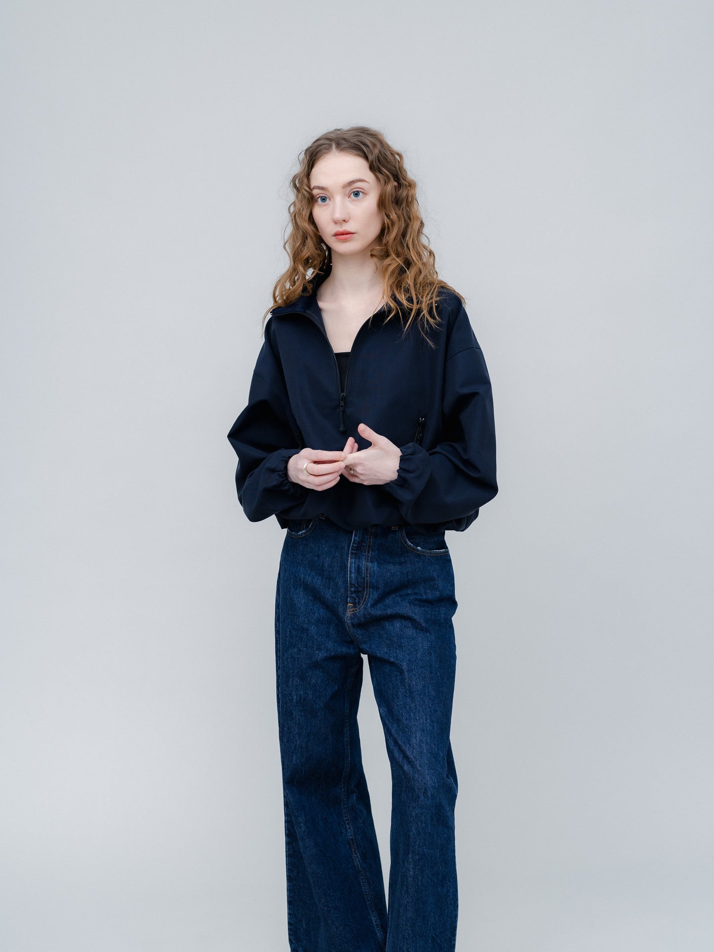 【PRE-ORDER】COTTON ZIP TOP(NAVY)