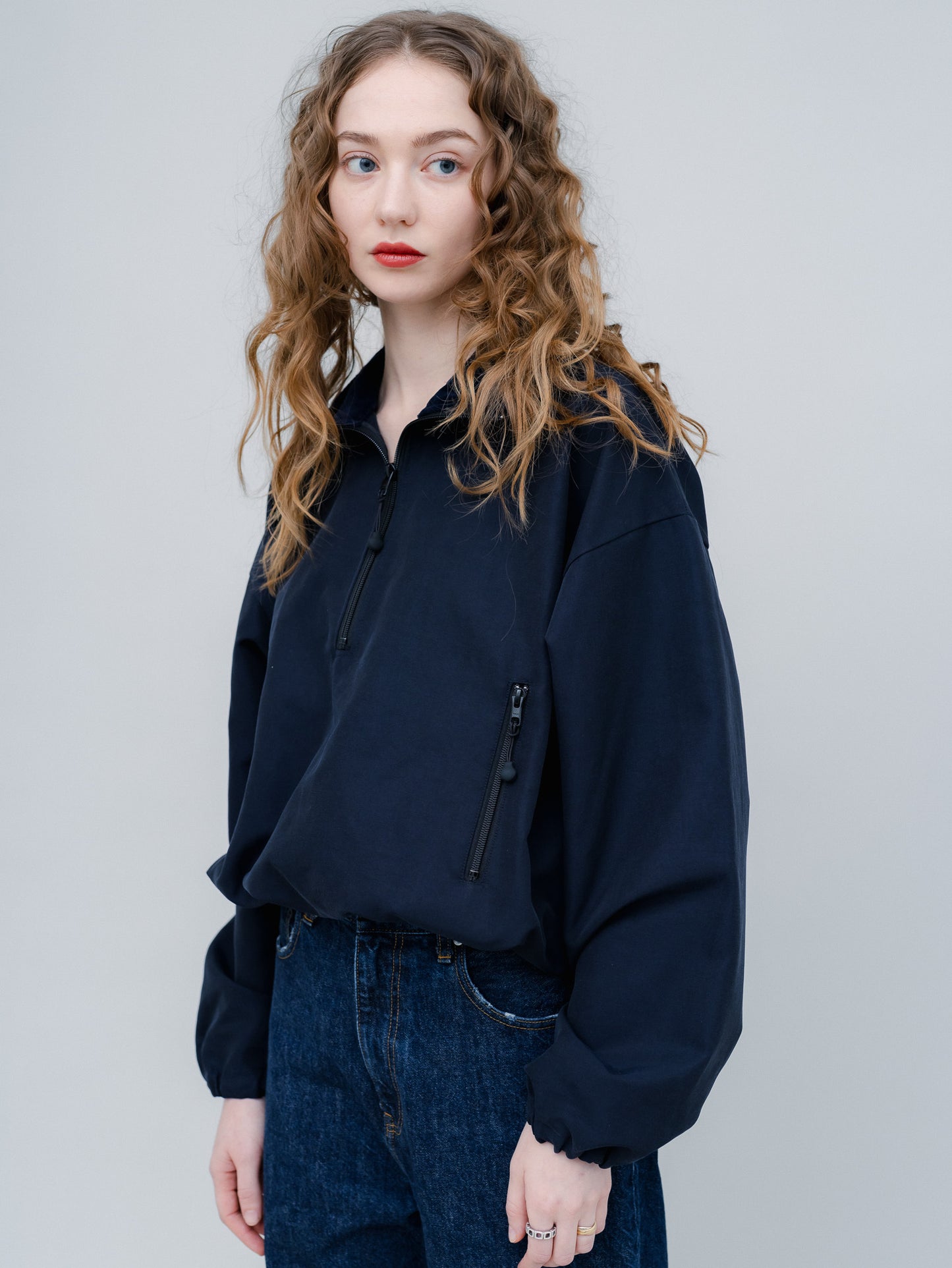 【PRE-ORDER】COTTON ZIP TOP(NAVY)