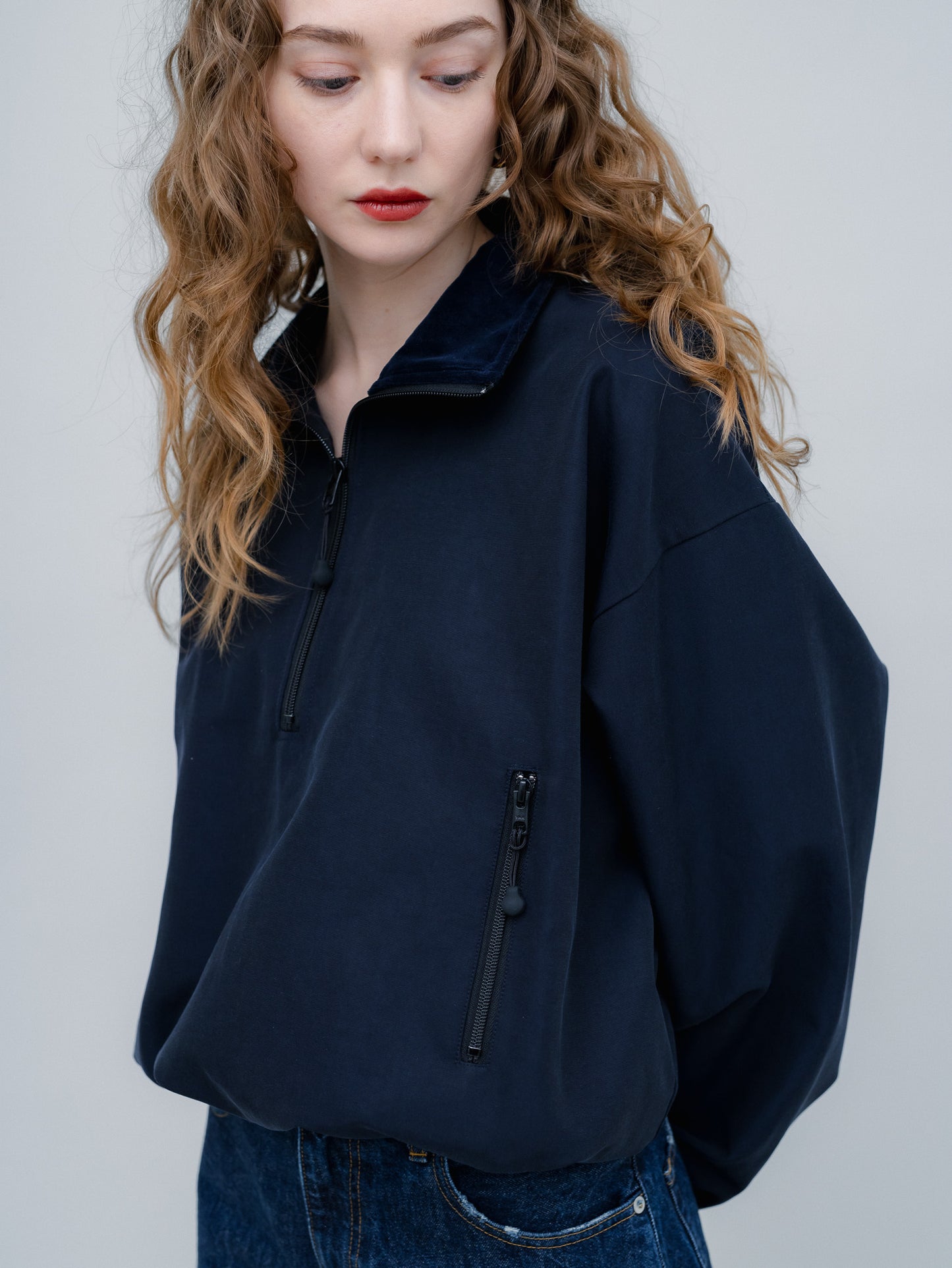 【PRE-ORDER】COTTON ZIP TOP(NAVY)