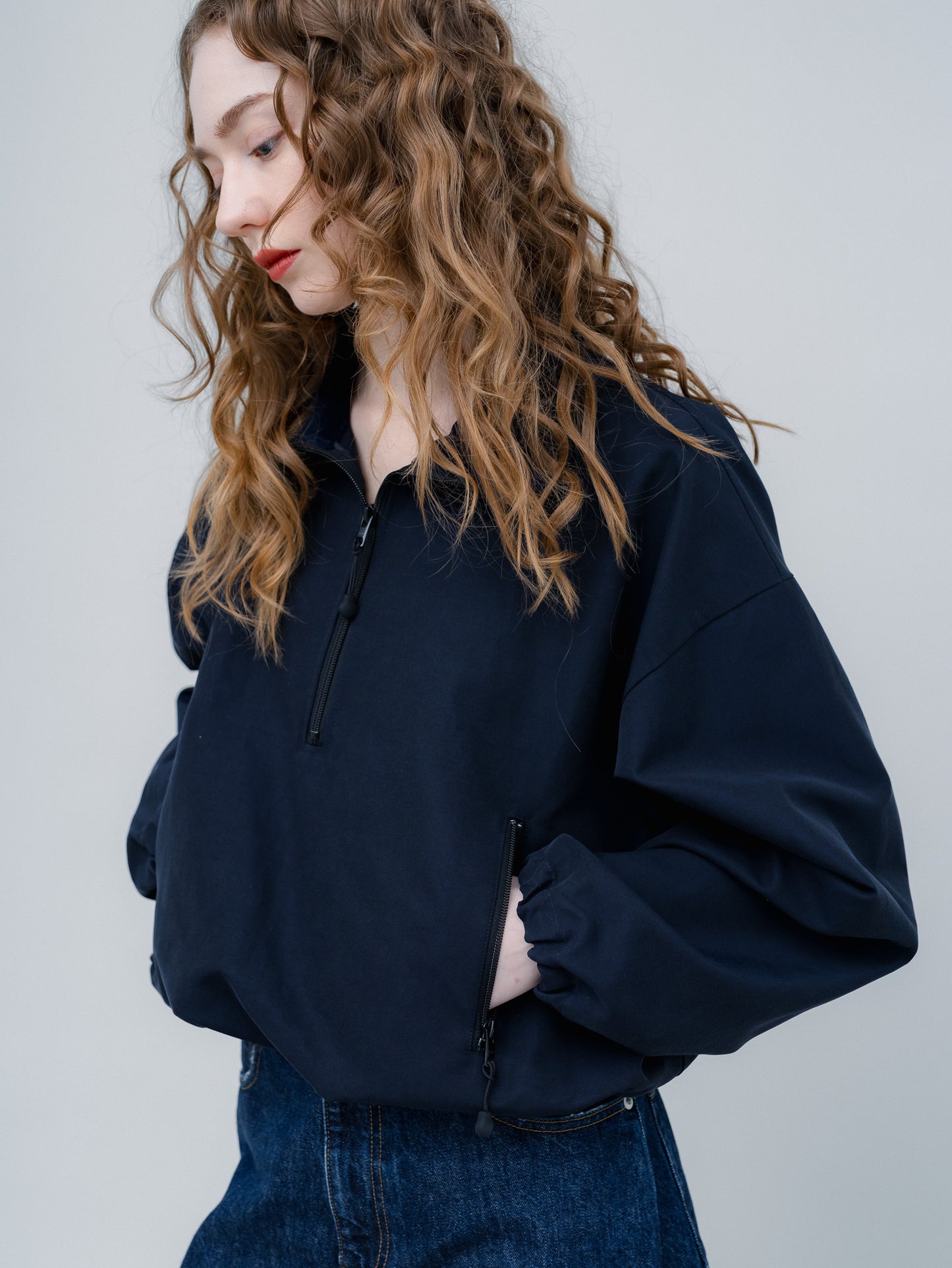【PRE-ORDER】COTTON ZIP TOP(NAVY)