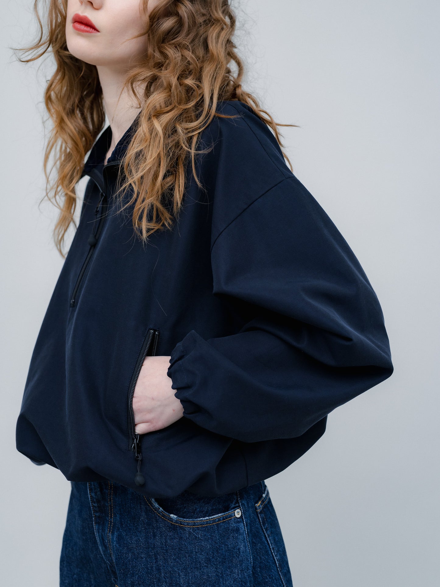 【PRE-ORDER】COTTON ZIP TOP(NAVY)