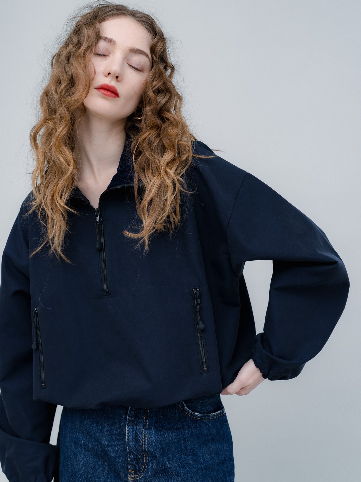 【PRE-ORDER】COTTON ZIP TOP(NAVY)
