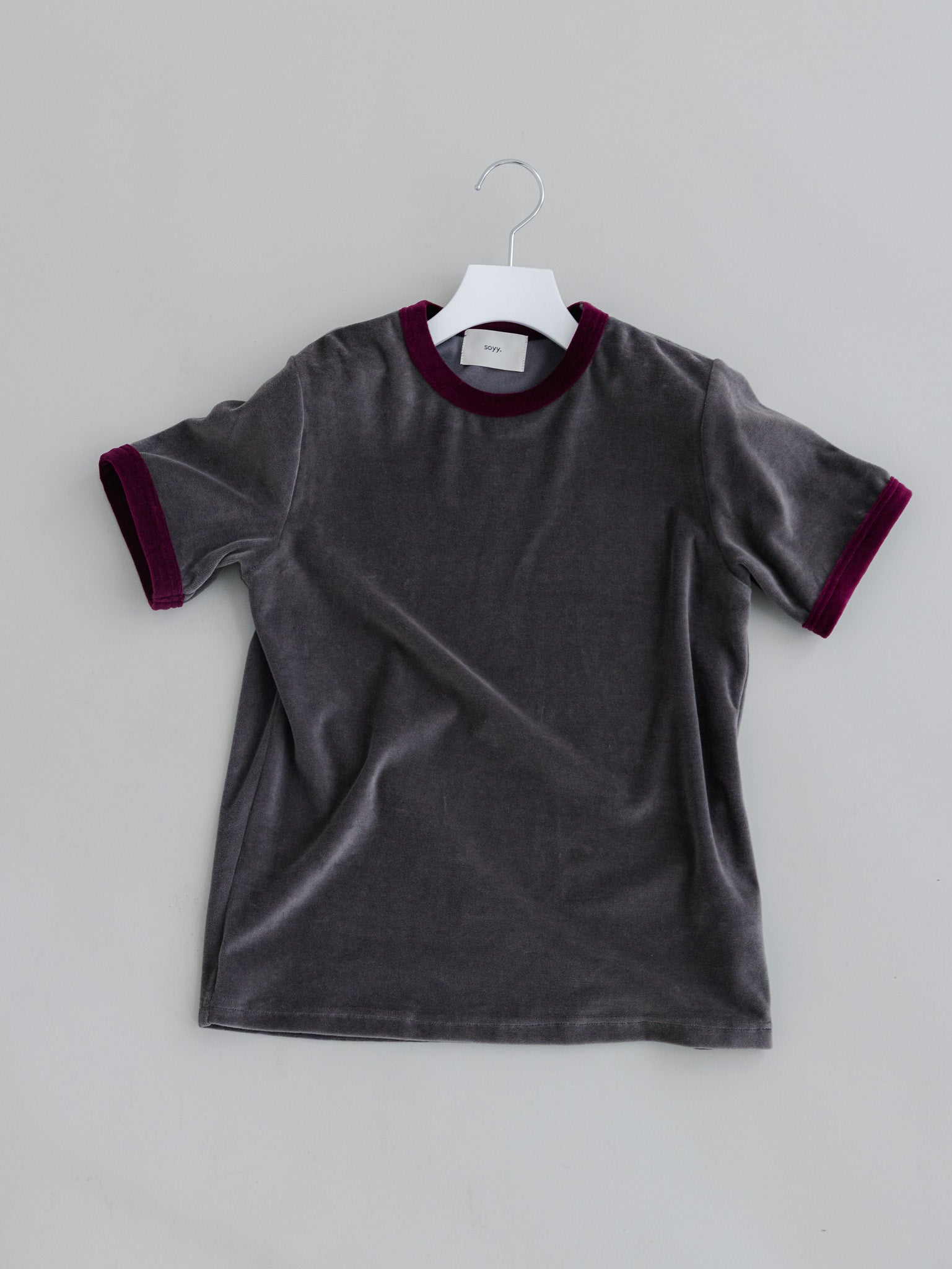 soyy. VLOUR RINGER T(charcoal×azuki) VLOUR RINGER T(charcoal×azuki) – soyy.online