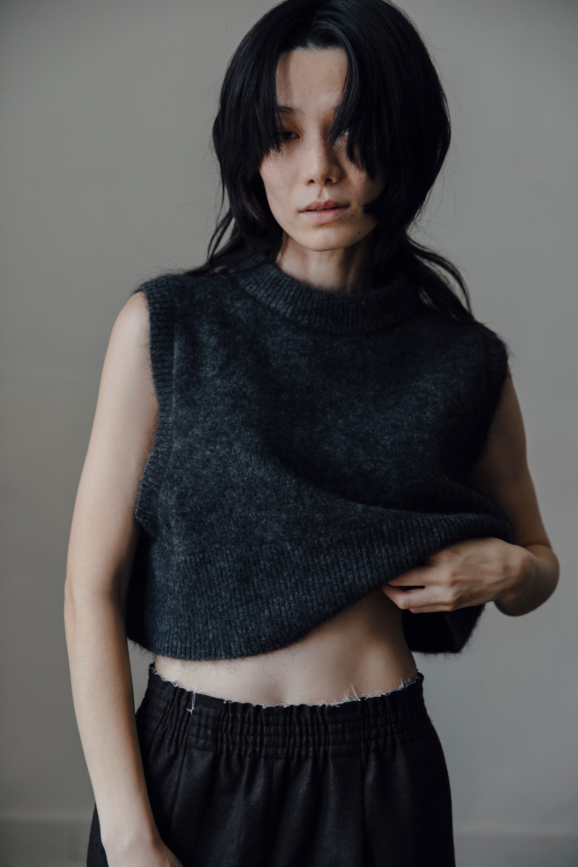 mohair minimal vest(GRAY) – soyy.online｜ノースリーブ