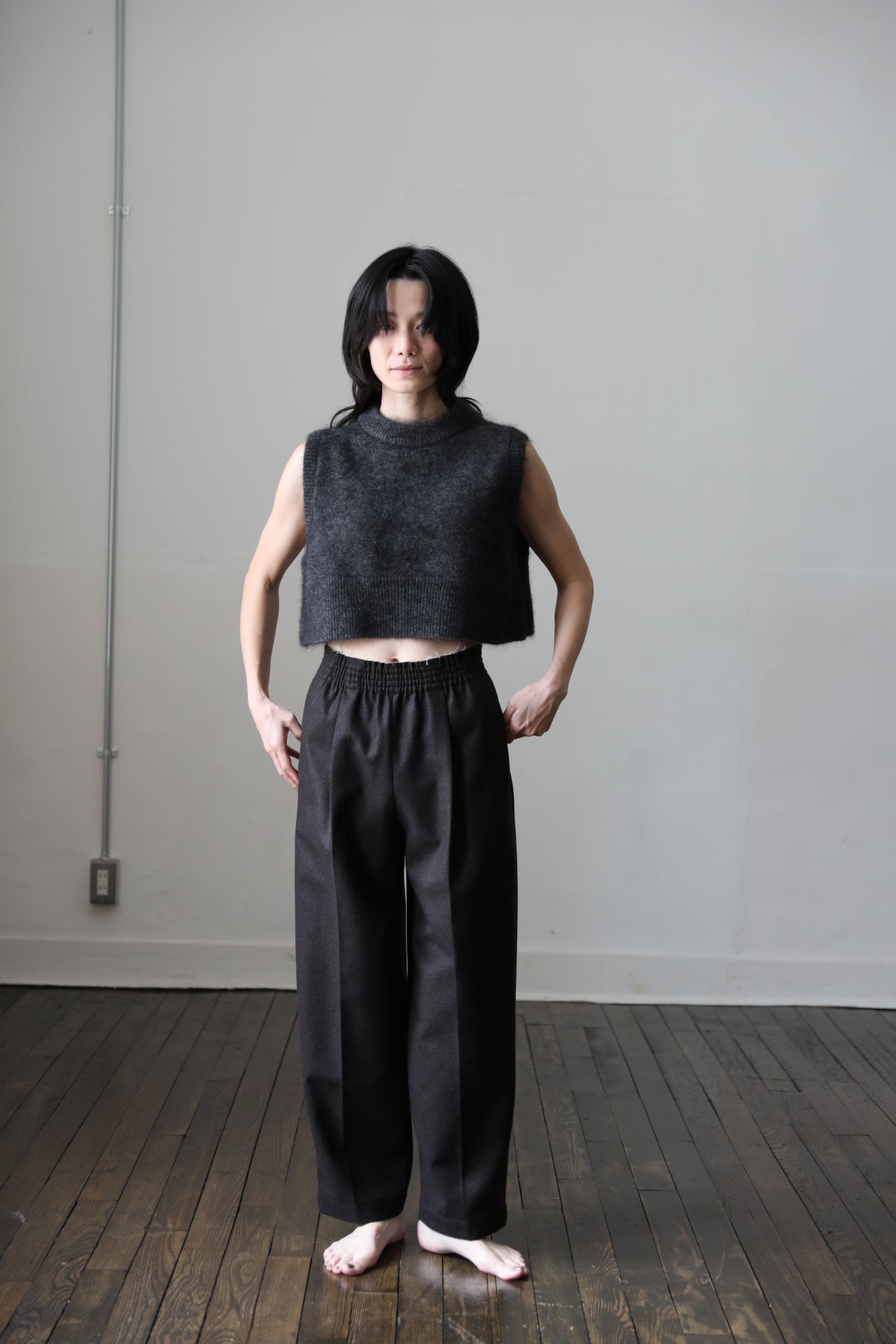 【PRE-ORDER】Minimal mohair vest(GRAY)