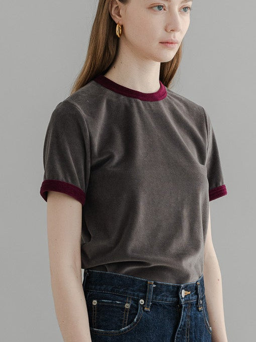【PRE-ORDER】 VLOUR RINGER T(charcoal×azuki)