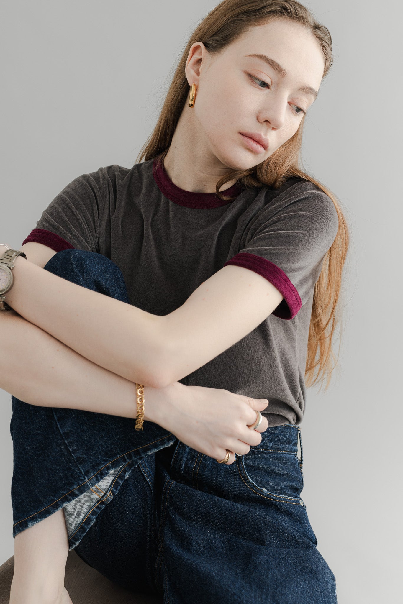 【PRE-ORDER】 VLOUR RINGER T(charcoal×azuki)