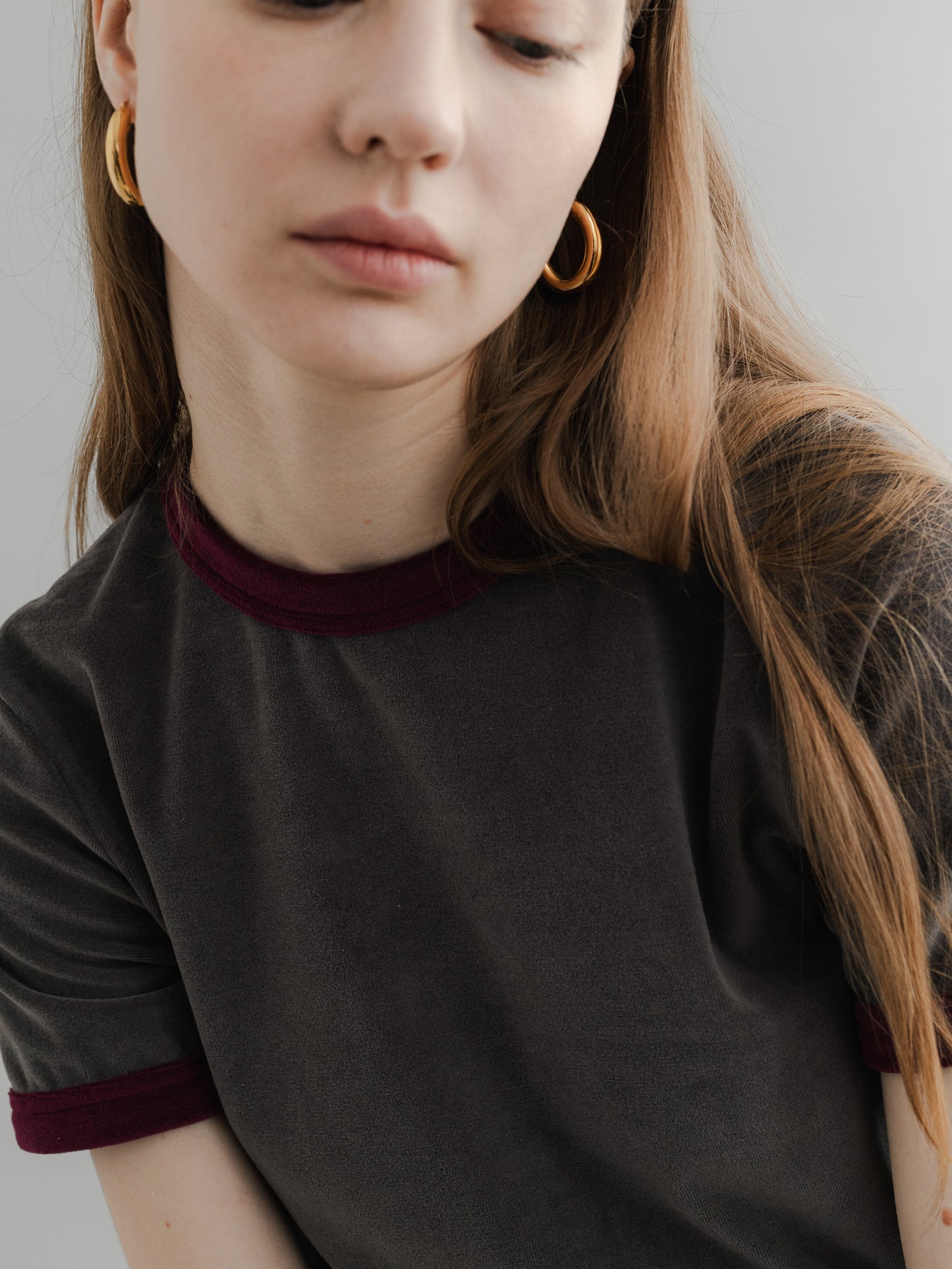 【PRE-ORDER】 VLOUR RINGER T(charcoal×azuki)