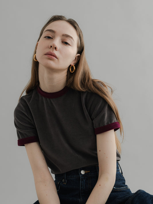 【PRE-ORDER】 VLOUR RINGER T(charcoal×azuki)