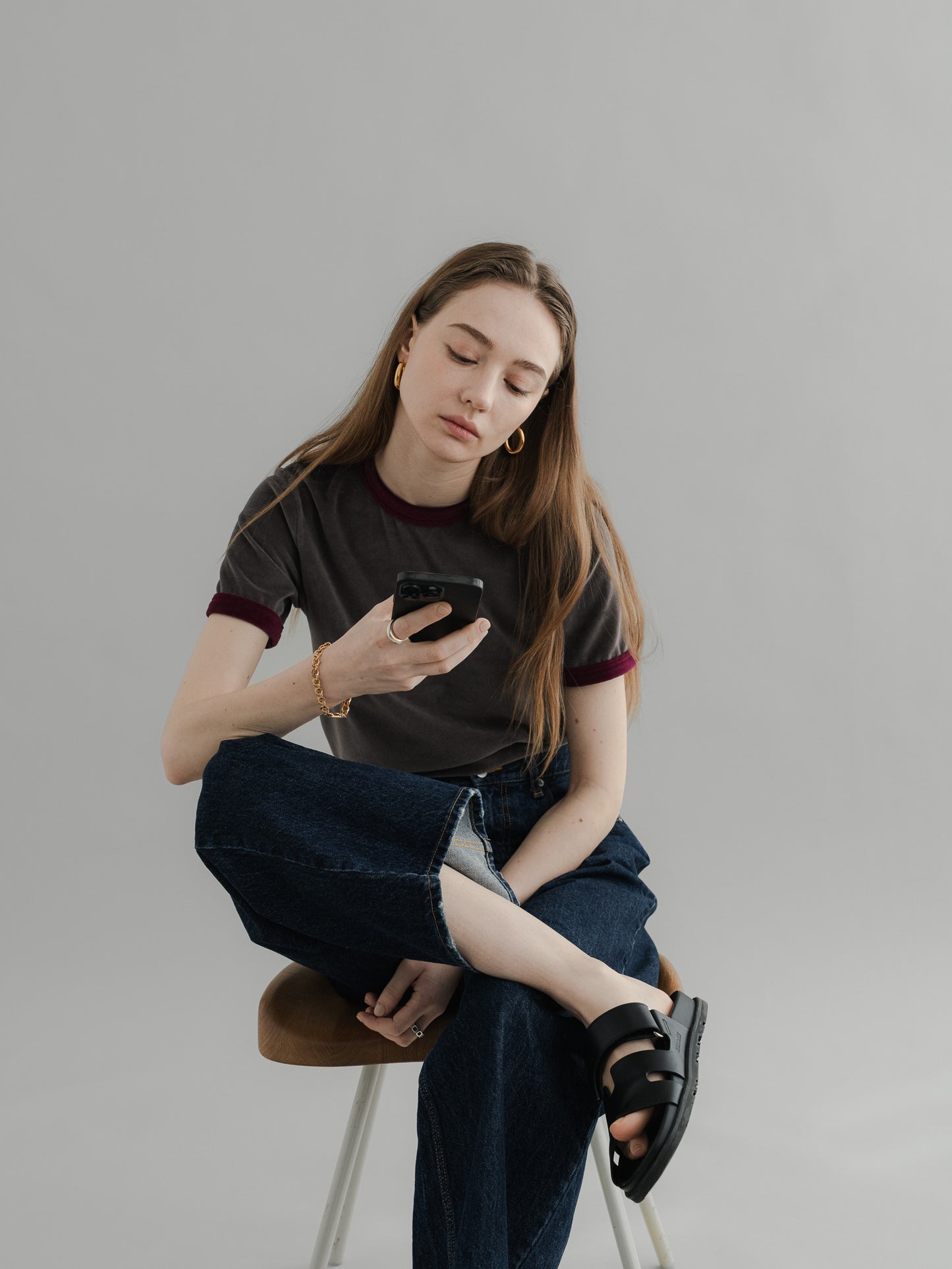 【PRE-ORDER】 VLOUR RINGER T(charcoal×azuki)