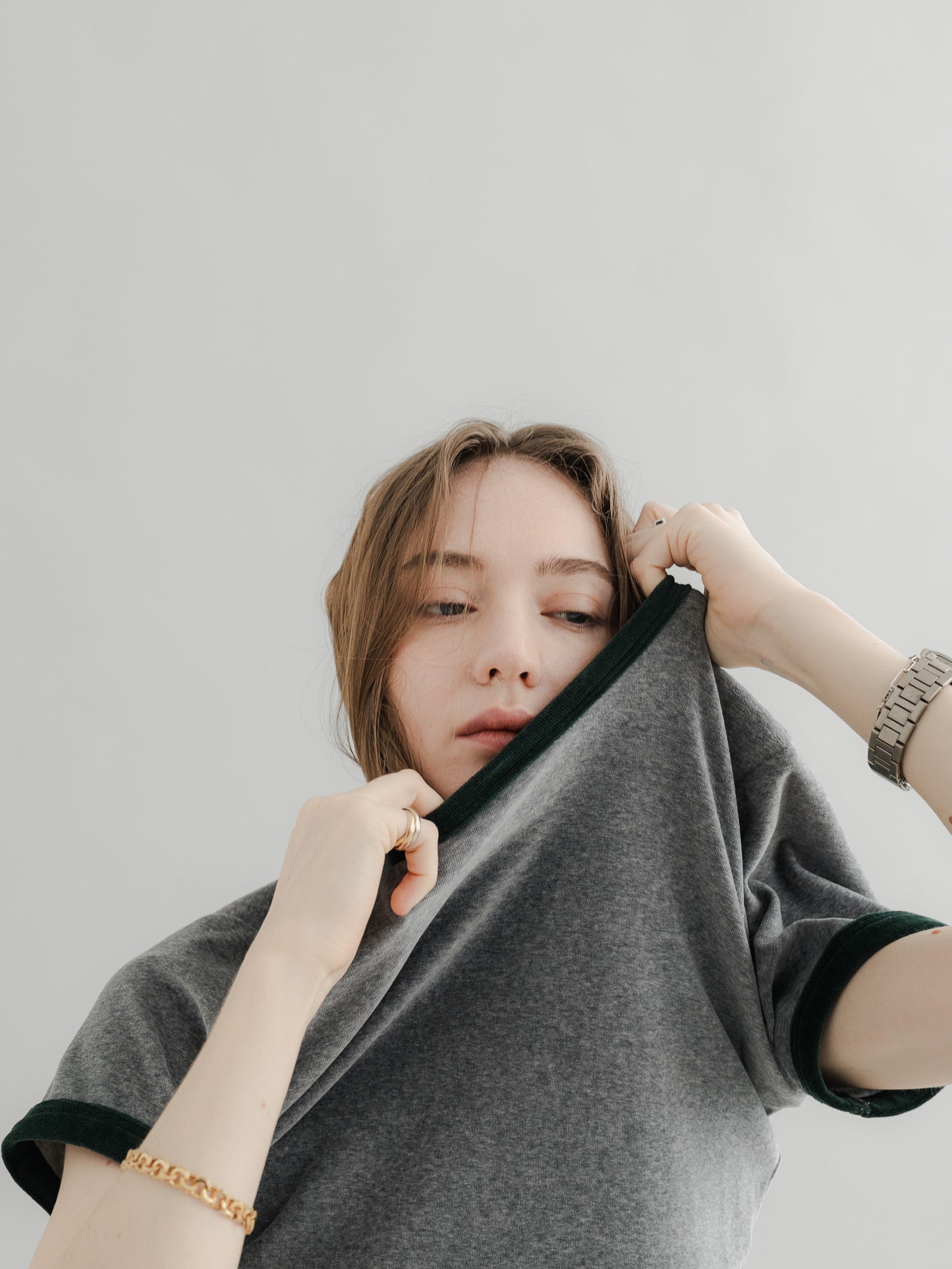 【PRE-ORDER】 VLOUR RINGER T(gray×yomogi)