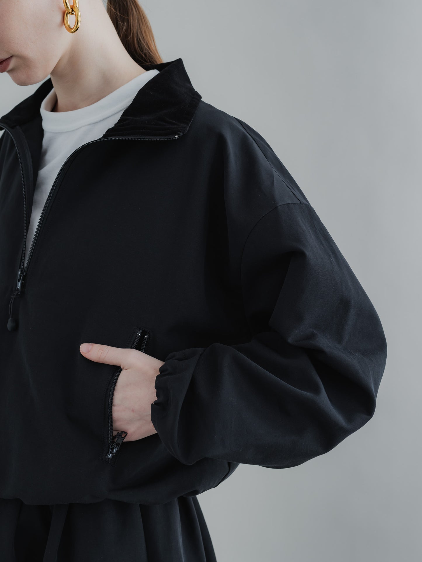 【PRE-ORDER】COTTON ZIP TOP(BLACK)