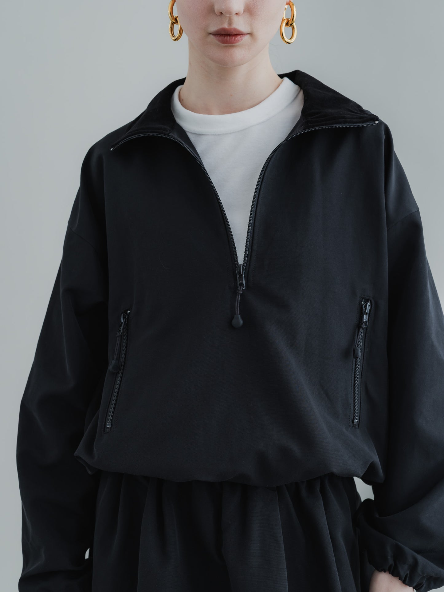 【PRE-ORDER】COTTON ZIP TOP(BLACK)
