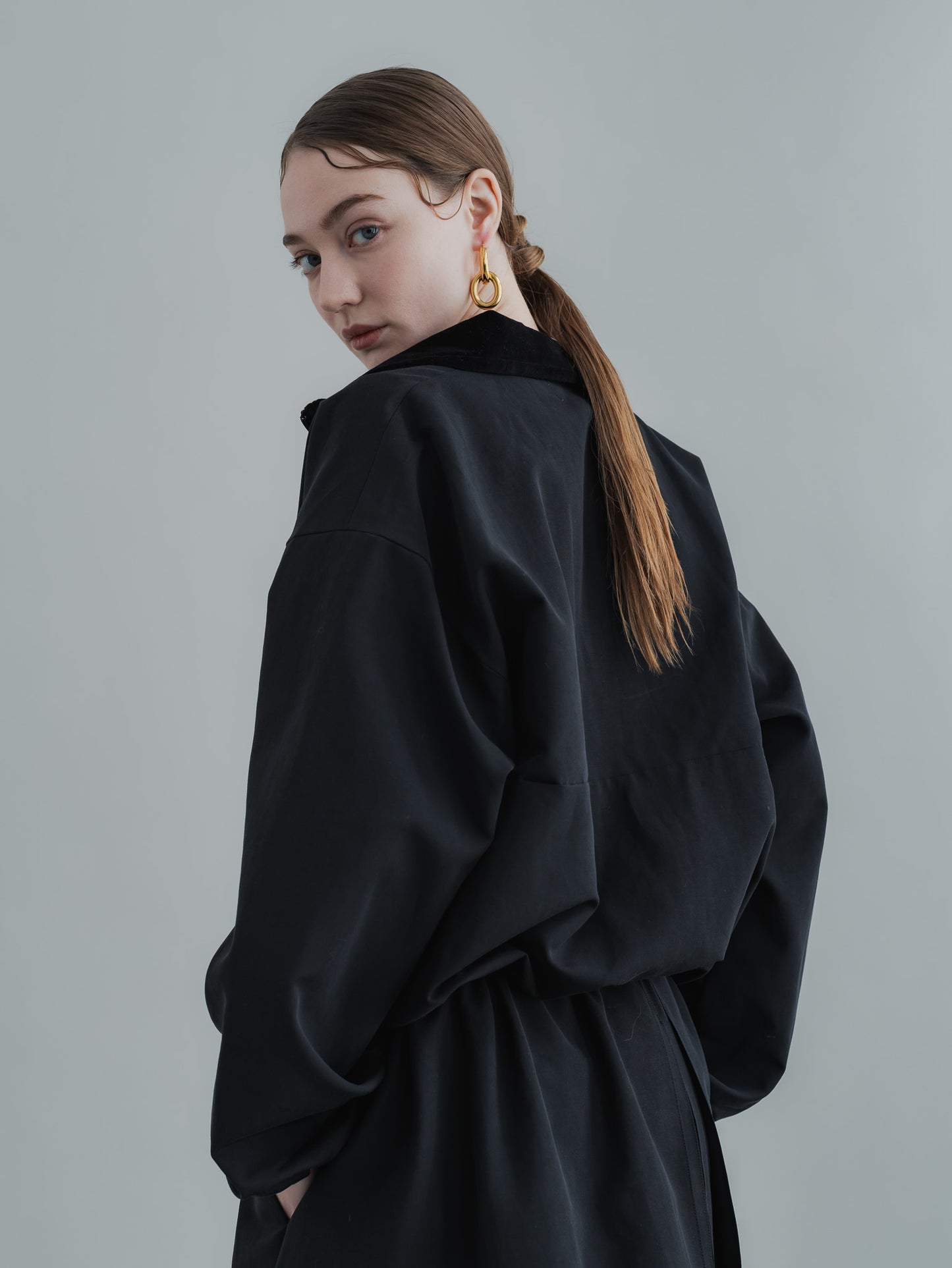 【PRE-ORDER】COTTON ZIP TOP(BLACK)