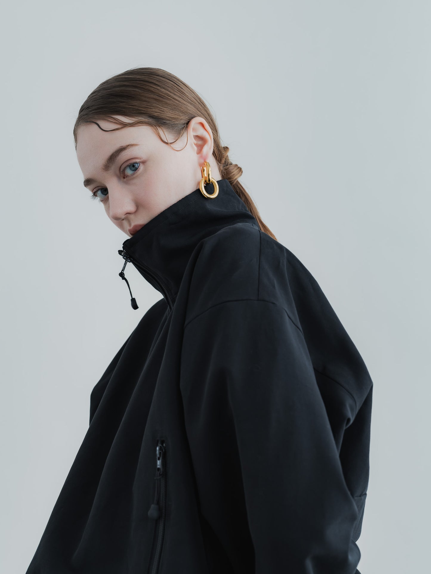 【PRE-ORDER】COTTON ZIP TOP(BLACK)