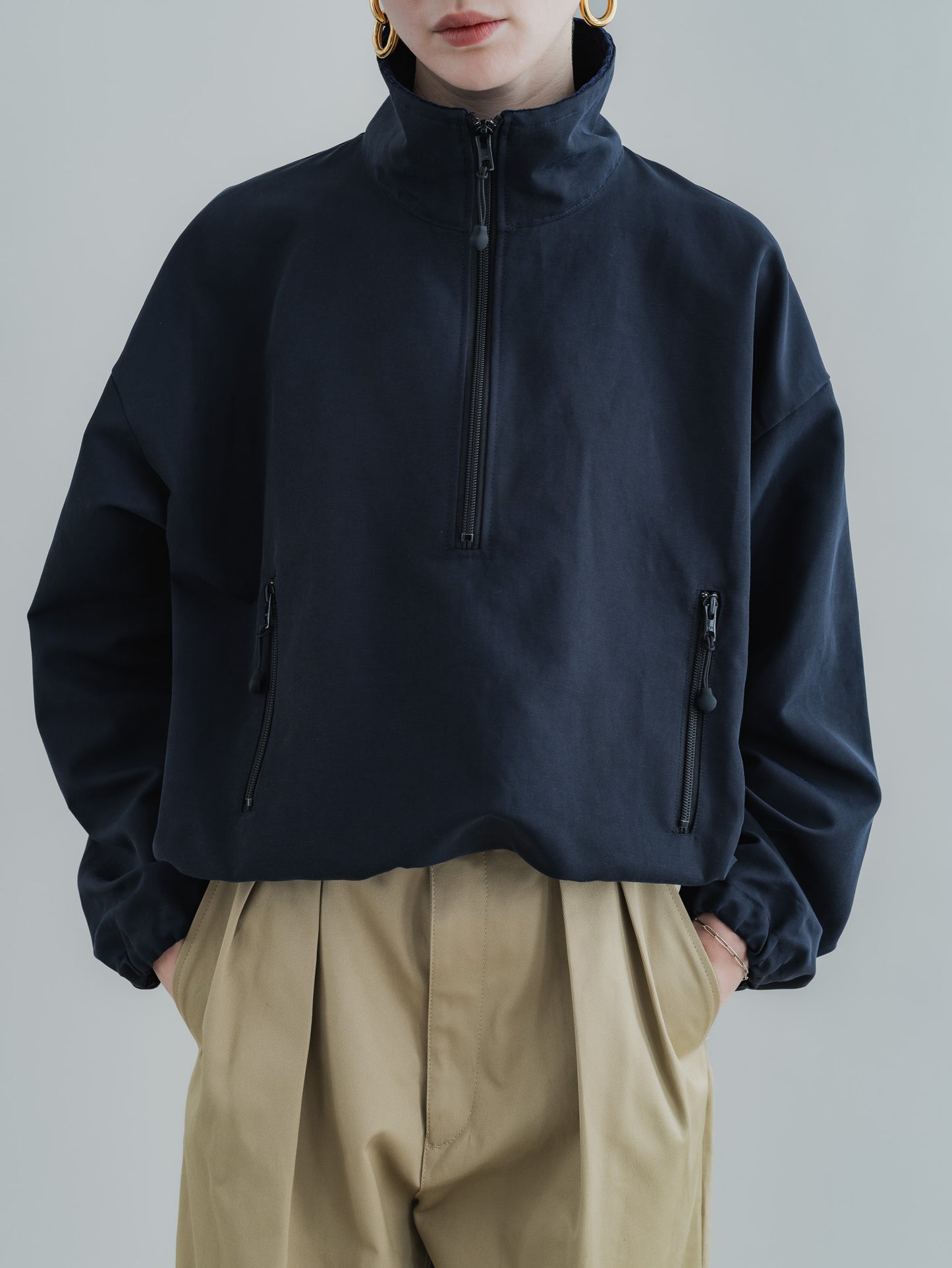 【PRE-ORDER】COTTON ZIP TOP(NAVY)